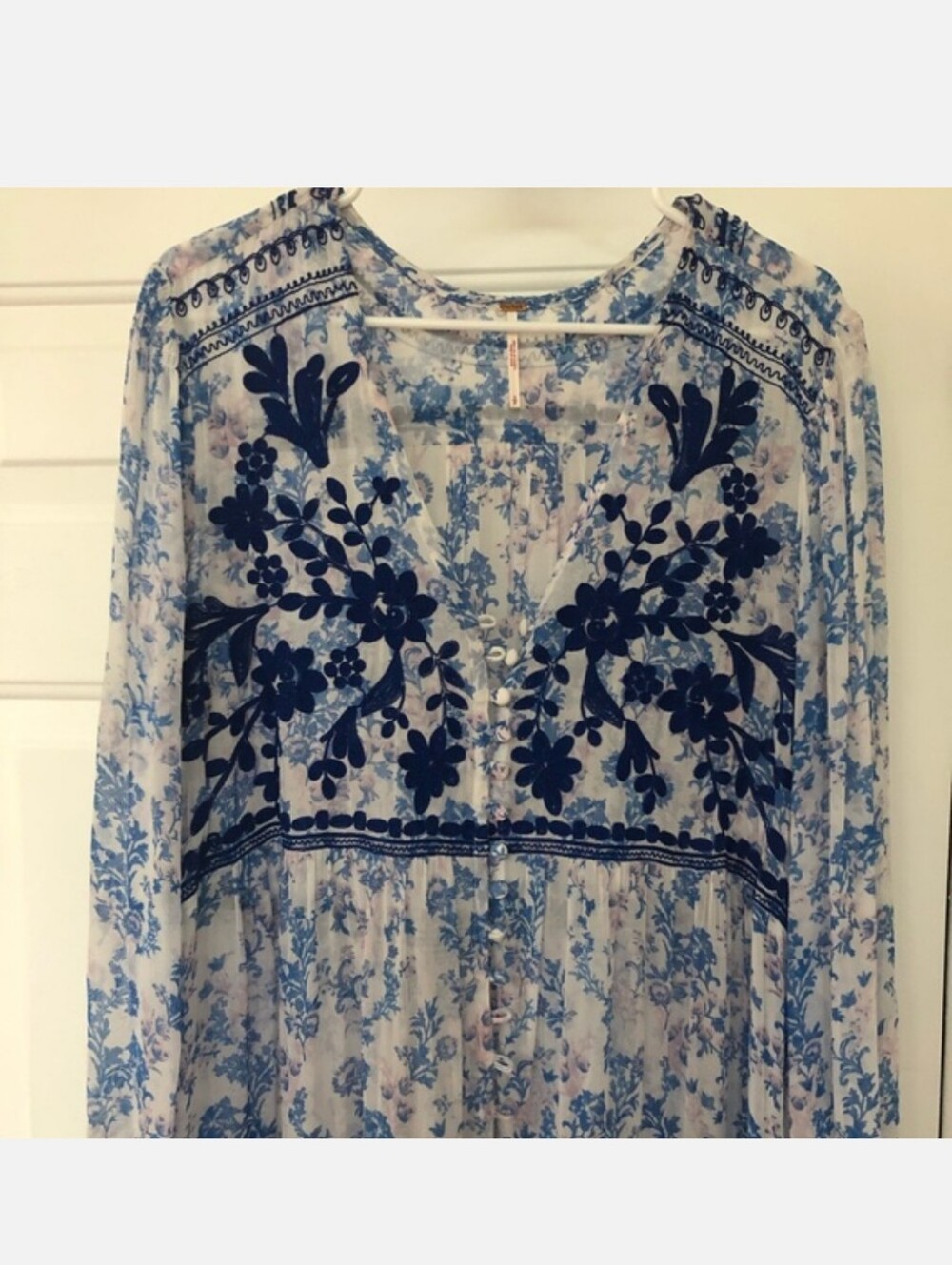 Call On me Embroidered Maxi Top Rare Blue - Picture 6 of 7
